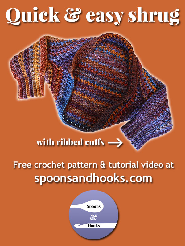 Free crochet pattern: Quick & easy shrug with ribbed cuffs